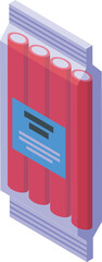 Vector illustration of isometric red books with blank spines on a shelf