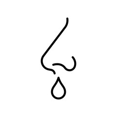 Runny nose line icon isolated on white background.
