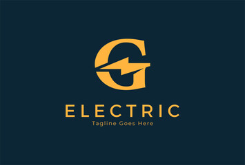 Electric Logo, abstract letter G with lightning bolt combination, tunder bolt design logo template, vector illustration
