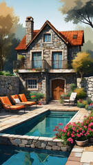 Obraz premium House With Pool Real Estate