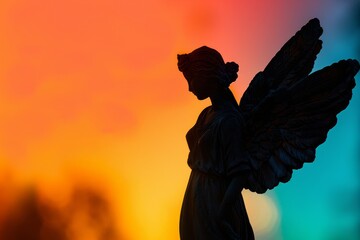 Fototapeta premium A woman is depicted as an angel with wings