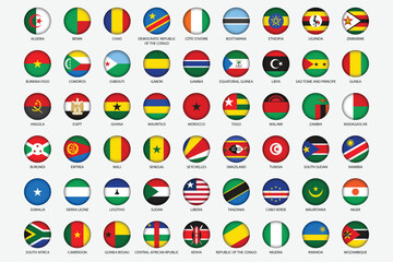 Round Icons of All Africa Country Flags