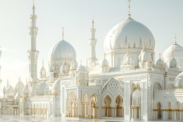 Obraz premium A large, white building with many arches and pillars