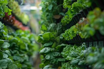 Fototapeta na wymiar Vertical farming allows for growing vegetables indoors securing future food