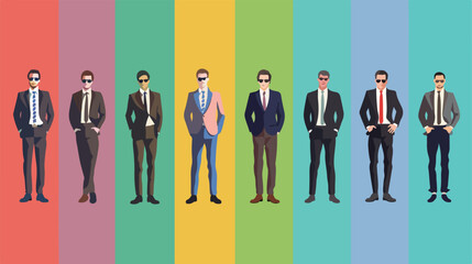 Set of different businessmen on colorful background V