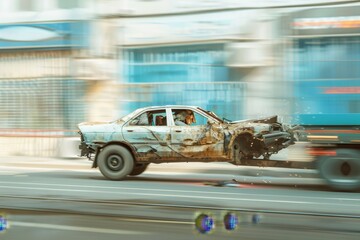 Obraz premium Car that were hit at high speed