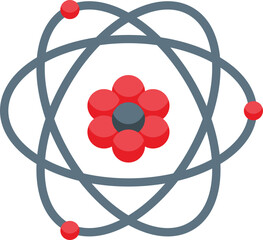 Stylized atomic structure with a central flower symbolizing nature and science harmony