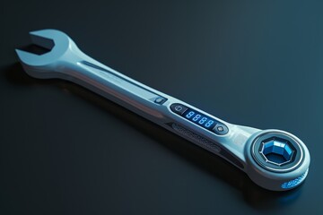 Obraz premium Engineer's wrench in electronic style
