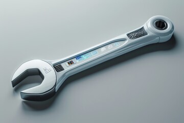 Obraz premium Engineer's wrench in electronic style
