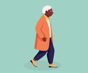 Elderly african man with white hair walking