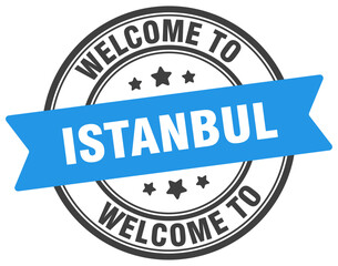Welcome to Istanbul stamp. Istanbul round sign