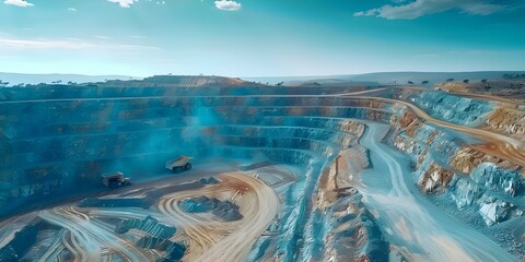 Aerial view of colorful open pit mine in Cobar Australia. Concept Aerial Photography, Open Pit Mining, Colorful Landscapes, Cobar Australia