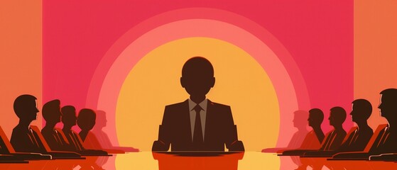 Portrait of a CEO at the helm of a boardroom table, symbolizing authority and control, as team members collaborate and brainstorm ideas around him