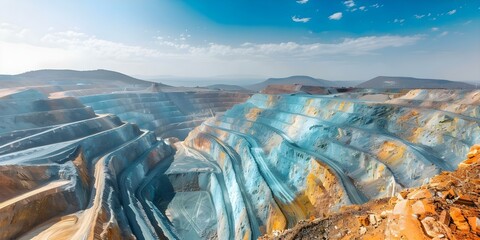 Aerial Perspective of Colorful Open Pit Mine in Cobar Australia. Concept Adventure Photography, Industrial Landscapes, Mining Operations, Aerial Views, Australian Outback