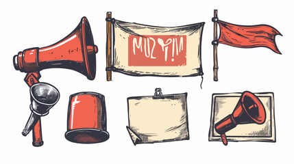 Set of seven protest items Vector  style vector design