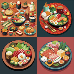 Asia japanese chinese food vector illustration image