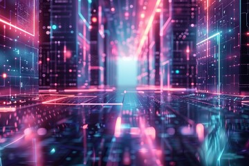 Fototapeta premium Futuristic holographic grid