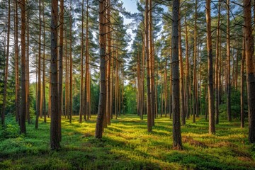 Obraz premium Forest landscape with tall trees