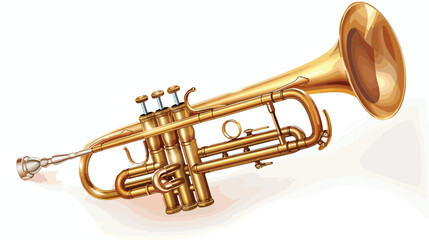 Shiny trumpet illustration over white Vector  style Vector