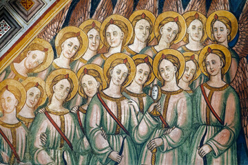 Fresco of an angel choir. Fresque d'une chorale d'anges. Italie