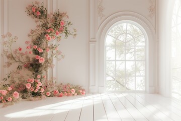 Elegant floral arrangement in bright room