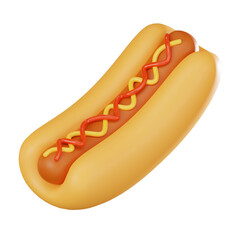Hotdog Fast Food and Junk Food Concept. 3D Render