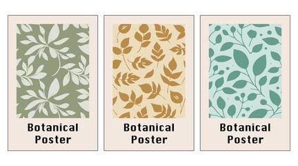 Set of 3 Botanical poster . Illustration for wall art, greeting card and invitation. Generated by Ai