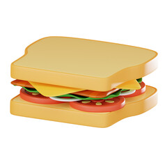 Gourmet Delight of a Delicious Sandwich Icon for Culinary Projects. 3D Render
