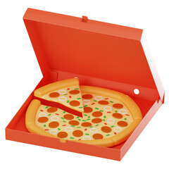 Tasty Pizza in Open Box Perfect Fast Food Representation. 3D Render