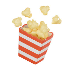 Popcorn Box with Striped Popcorn for Movie Magic. 3D render