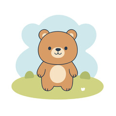 Cute Bear for young readers' picture book vector illustration