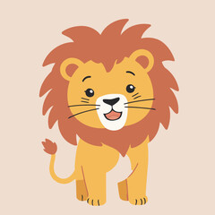 Cute vector illustration of a Lion for children book