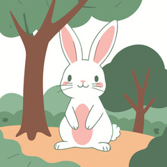 Cute vector illustration of a Rabbit for youngsters' picture books