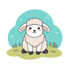 Cute Sheep for kids books vector illustration