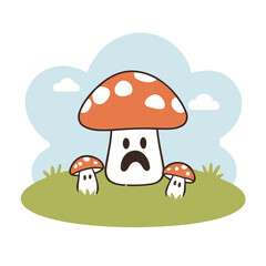 Cute MushroomHouse vector illustration for preschoolers' learning moments