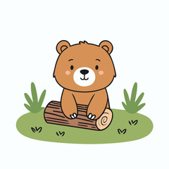 Cute Bear for toddlers books vector illustration