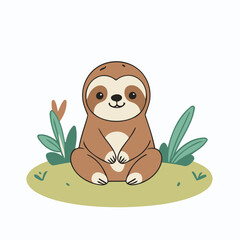 Vector illustration of an adorable Sloth for young readers' books