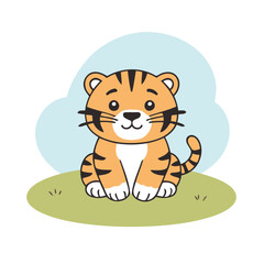 Cute Tiger for young readers' picture book vector illustration