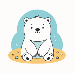Vector illustration of a cute PolarBear for toddlers story books