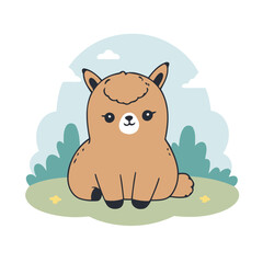 Cute Alpaca for children story book vector illustration