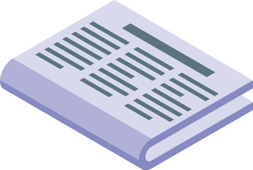 Isometric graphic of a purple book with black lines simulating text, suitable for educational themes