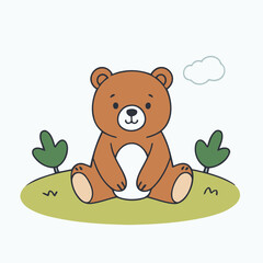 Cute Bear for preschoolers' storybook vector illustration