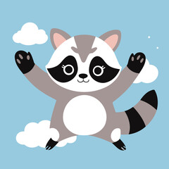Cute vector illustration of a Raccoon for children story book