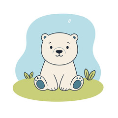 Vector illustration of an endearing Polarbear for kids' bedtime stories