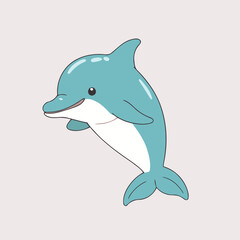 Fototapeta premium Cute Dolphin for toddlers books vector illustration