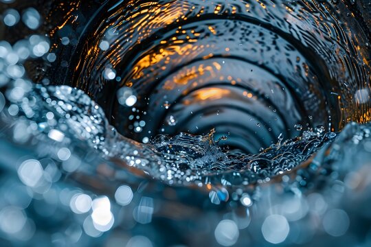 Close up of water pipe with flowing water