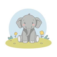 Cute vector illustration of a Elephant for early readers' delight