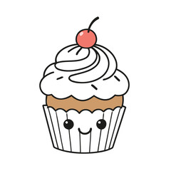 Cute vector illustration of a Cupcake for early readers' delight