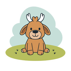 Cute Moose for children's literature vector illustration