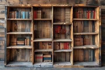 A wooden bookcase filled with numerous books